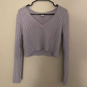 Urban Outfitters Fuzzy V-Neck Lilac Sweater